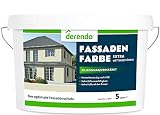 derendo Fassadenfarbe grün 5l mit EXTRA hohem Wetterschutz, matte silikonharzverstärkte Fassaden Farbe, hohe Deckkraft und gute Füllkraft bei kleinen Rissen (Mauvegrün)
