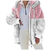 Fleecejacke Hoodie Damen Kapuzenpullover Teddy-Fleece Warm Herbst Wintermantel Stilvoller ReißVerschluss Fellmantel PlüSchjacke Mit T