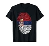 Serbien Flagge Geschenk Fußball Fingerabdruck T-Shirt