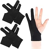 Newaner 4 stück Drawing Glove, Zeichnen Künstler Handschuh für Grafiktablett, Artist Glove Elastisch Antifouling-Handschuh für Rechts und Links, Digitale Zeichenhandschuhe, schwarz, (L)