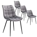 WOLTU 4 x Esszimmerstühle 4er Set Esszimmerstuhl Küchenstuhl Polsterstuhl Design Stuhl mit Rückenlehne, mit Sitzfläche aus Samt, Gestell aus Metall, Hellgrau, BH142hgr-4