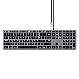 Satechi Slim W3 Tastatur mit Hintergrundbeleuchtung und Ziffernblock - Beleuchtete Tasten und integrierter USB-C-Anschluss - Kompatibel mit 2020 iMac, 2020 Mac Mini, 2020 MacBook Pro, 2020 MacBook Air