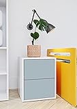 Bjird Nachttisch - Nachtschrank/Nachtkommode mit 2 Schubladen, für Kinderzimmer, Schlafzimmer - minimalistisch, modern - 18-mm-Möbelplatte, beschichtet - 41x40x49 cm - lichtblau
