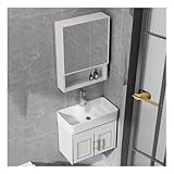 YJEUZCD Schwimmend Badezimmer Eitelkeit Mit Waschbecken, Wandmontage Ecke Klein Dienstprogramm Spülbecken Mit Kabinett, Hotel Konsole Waschbecken Mit Wasserhahn(White-A,61x40x48 cm)