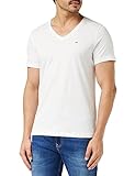 Tommy Jeans Herren T-Shirt Kurzarm TJM Original V-Ausschnitt, Weiß (Classic White), L