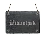 Schiefertafel « BIBLIOTHEK » Schild Türschild Dekoration Dekoschild - Bücher Buchhandel Wohnzimmer Bücherei
