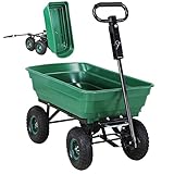Miweba Bollerwagen Dumper | 𝟑𝟎𝟎 kg Traglast - Luftreifen - Volumen 75 L - Kippfunktion - Sackkarre - Schubkarre - Transportwagen - Kinderwagen - Handwagen - Gartenwagen - Wagen - Kippwagen (Grün)