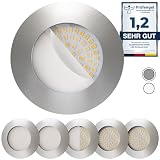 Scandinavian home 6er Set LED Einbaustrahler 230V 4,5W Warmweiß 60mm - 70mm I Badezimmer geeignet I CRI 90 500lm 3000K 68mm I Edelstahl mit Milchglas I Spots Deckeneinbauleuchte I LED Sp