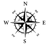 Generic Kompass Aufkleber in verschiedenen Größen Windrose Aufkleber für Caravan Wohnmobil Wohnwagen Auto oder als Wand Tattoo (35/3) (30x30cm, schwarz Glanz)
