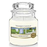 Yankee Candle Duftkerze im Glas (klein) | Clean Cotton | Brenndauer bis zu 30 Stunden