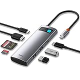 Baseus USB C Hub 7 in 1 Docking Station USB C Adapter mit 4K HDMI, 100W PD, USB-C & 2 USB 3.0 5Gbps Datenports, SD/TF Kartenleser für MacBook Pro/Air, Surface Pro 7, XPS, und mehr Typ C Geräten