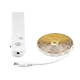 Smart Schalten EIN AUS PIR Bewegungs-Sensor und USB-Anschluss LED-Streifen-Licht Flexiable Klebe Lampe Band for Wandschrank Treppen Küchenschrank (Color : White)