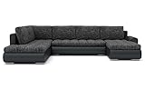 Wohnlandschaft Tokio II mit Schlaffunktion Eckcouch Bettkasten Grau Kissen, U-förmig, polstermöbel. Wohnzimmer möbel, stauraum und aufbewahrung. (LAWA 17 + Soft 11 Links), 1.2D x 3W x 0.75H