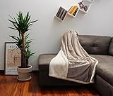 Plaid Sherpa-Decke, doppellagige Fleecedecke, Plaid-Sofa, weich, 127 x 152 cm, Rückseite Lamm - Taupe
