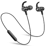 Picun Bluetooth Kopfhörer Kabellos, IPX7 Wasserdicht Kopfhörer Sport, 10 Stunden Bass Sound Magnetisches Ohrhörer Joggen/Laufen, In Ear Kopfhörer mit HD Mikrofon für Phone & Android (Schwarz)