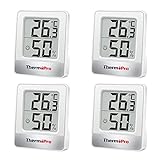 ThermoPro TP49W-4 digitales Mini Thermo-Hygrometer Thermometer Raumthermometer 4 er innen Temperatur und Luftfeuchtigkeitmessgerät mit Smiley-Indikator