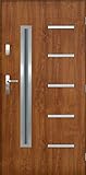 Tür KanKan 01 mit Glas Nano Advance Haustür Stahltür Eingangstür Goldene Eiche (Goldene Eiche, [90] 990 x 2065 mit einem Türrahmen Links)