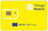 DATEN-SIM-Karte M2M EUROPA - Things Mobile - mit weltweiter Netzabdeckung und Mehrfachanbieternetz GSM/2G/3G/4G. Ohne Fixkosten und ohne Verfallsdatum. 10 € Guthaben inklusive