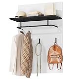 YITAHOME Garderobenpaneel,Wandpaneele Garderobe mit Kleiderstange und 3 Kleiderhaken aus Metall in Schwarz,Garderobe Wandpaneel für Eingang, Flur, Wohnzimmer,Weiß Glanz,75x110x31.5cm(BxHxT)