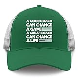 Baseballmützen mit Aufschrift 'A Good Coach Can Change A Game A Great Coach Can Change A Life', Trucker-Hüte für Herren, coole Nylon-Netz-Snapbacks, grün, One size