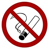 5 Stück XXL Rauchen verboten Aufkleber Ø 21 cm rund mit UV Schutz Warnzeichen für Außen-und Innenbereich Verbotszeichen Rauchen Nicht erlaubt Zigaretten Nicht gestattet von STROBO