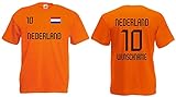 Holland-Nederland Herren T-Shirt EM 2020 Wunschname & Nummer Trikot Look Style Orange XL