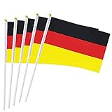10x Deutschland-Fahne | Stockfahne | Handgehaltene Mini-Flagge mit weißem Solid Pole | Kinder-Fahne | Fähnchen | Deutschland Stick Flagge