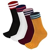 flintronic 4 Paare Damen Fünf Finger Socken aus Baumwolle, Damen Sneaker Socken mit Zehen, Bunte Socken, Atmungsaktive, für Sport Laufende F