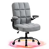 YAMASORO Ergonomischer Bürostuhl Grau Stoff Stuhl mit Aufklappbaren Armlehnen Schreibtischstuhl Höhenverstellbarer 360° Drehstuhl mit Verstellbarer Rückenlehne