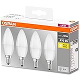 Osram Lamps LED Base Classic B Lampe, in Kerzenform mit E14-Sockel, nicht dimmbar, Ersetzt 5.5W = 40 Watt, Matt, Warmweiß - 2700 Kelvin, 4er-Pack