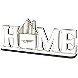 Deko Home Aufsteller Holz - Kleinflugzeug - 28x12 cm Holzdeko zum Hinstellen Buchstaben Schriftzug Wohnzimmer Tischdeko Dekoration Fensterbank