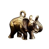SAruel Retro süße reine Kupfer Messing solide Elefanten Miniaturen Figuren Schlüsselanhänger Kette Anhänger Handwerk Auto Schlüsselanhänger