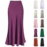 Abendkleid Damen lang, Meine bestellungen anzeigen, Satin Rock schwarz, Satin Rock Damen - Lang Elegant Business Bleistiftrock Midirock Curvy Bodycon Freizeit Satinrock Skirt Einfarbig Sommerrock