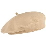 Lipodo Biskaya Baumwollbaske Damen - Baskenmütze aus 100% Baumwolle - Mütze One Size (53-58 cm) beige - Franzosenmütze Frühjahr/Sommer