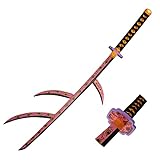 JMYSD lkjad Anime Cosplay Schwert aus Holz, Kokushibou Samurai Schwert, das Besondere Messer der Demon Slayer schwarz Samuraischwert