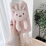 HFICY Girly Cute Pet Faux Fluffy Fur Phone Case Compatible for Xiaomi MI 11 PRO with 2PCS Glass Screen Protector, Furry Fuzzy Warm Soft Cover (Pink Bear)