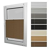 STELGE - Blackout Plissee ohne Bohren I auf Maß gefertigt I Breite 30-129 cm I Höhe 50-230 cm I 8 Farben Verdunkelungsstoff (Höhe von 150 cm bis 230 cm)