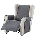 Textilhome - Sesselschoner Sofaüberwurf Adele, 1 Sitzer / Relax - Reversibel gepolsterter Sofaschutz. Farbe Grau