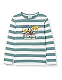 SALT AND PEPPER Jungen Gestreiftes Langarmshirt mit Bagger Applikation T-Shirt, Pine Green, 128/134
