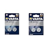Varta CR2032 Lithium Knopfzellen 3V Batterie in Original Blisterverpackung, 2er Pack & 2502 Knopfzelle Lithium 6016 CR 2016