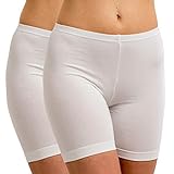 HERMKO 5780 2er Pack Damen Longpant - knielanger Pant, Farbe:weiß, Größe:40/42 (M)