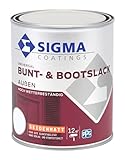 SIGMA Coatings BUNT- und BOOTSLACK 0,75l sehr robuster und hervorragend deckender Kunstharzlack für Holz Metall und Kunststoff außen (RAL 3000 feuerrot glänzend)