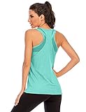 Nekosi Damen Workout Tank Top Mesh Open Back Yoga Racerback Activewear ärmelloses Shirt S lichtgrün