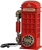 BJH Mini-Wandtelefon, schnurgebundenes Telefon, Telefon/Retro-Festnetztelefon, schnurgebundenes Qualitätsharzmaterial mit Tasten und Zifferblättern, Zwei Stile, rotes Wählscheibentele
