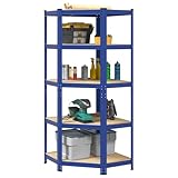 LAPOOH Eckregal mit 5 Böden Blau Stahl & Holzwerkstoff, Bücherregal, Esszimmer Deko, Eckbücherregal, Eckschrank, Leiterregale, Ecke Dekoration - 4016954