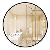 VHG Innovation wandmontierter Spiegel Runde Wandspiegel, Badezimmerspiegel mit Kreis Holzrahmen Wandmontierter Rasierspiegel Für Wohnzimmer Flur Schlafzimmer, Schwarz Badezimmerspiegel (Size : 50CM)