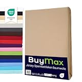 Buymax Spannbettlaken 70x140cm Baumwolle 100% Kinderbett Spannbetttuch Baby Bettlaken Jersey, Matratzenhöhe bis 15 cm, Farbe Sand
