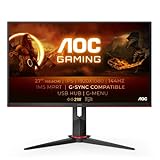 AOC Gaming 27G2U - 27 Zoll FHD Monitor, 144 Hz, 1ms, FreeSync Premium (1920x1080, HDMI, DisplayPort, USB Hub) schwarz / rot