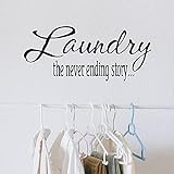 Wandaufkleber 'Laundry The Never Ending Story', Vinyl-Schriftzug, Waschküche, Wandaufkleber mit Spruch Zitat, Wörter