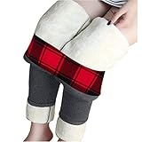 Sannysis Elastische Strumpfhose Damen Hosen Leggings Wollfrauen Kaschmir Hosen Hoher Taille Verdicken Mit Fleece Gefüttert Slim Lange Elastische Yogahosen Warm Blickdichte Leggins Thermoleggings
